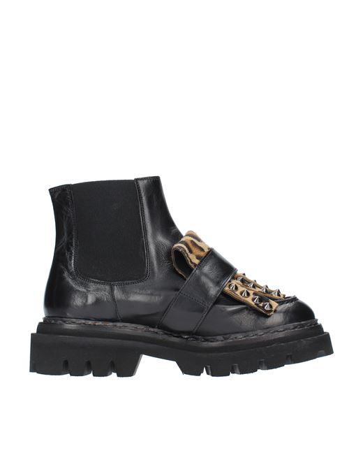 Beatles ankle boots model 36494/4 in leather and fabric JP/DAVID | 36494/4 BORCHIENERO-LEOPARDO